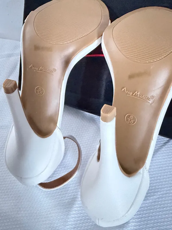 Anne Michelle White Open Toe Stiletto Heels - Image 3