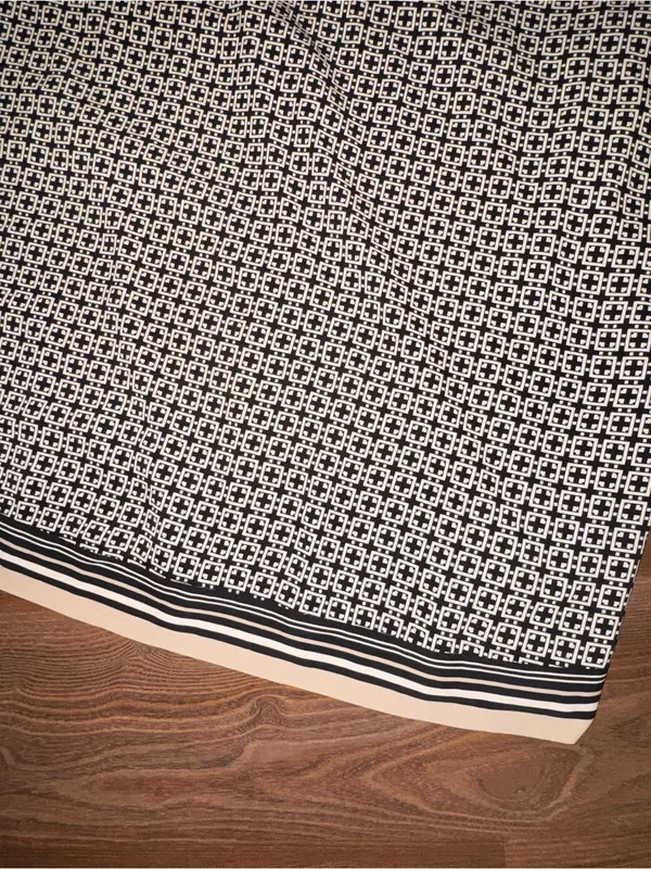 A&F One-Shoulder‎ Black and White Patterned Midi Dress - Image 3
