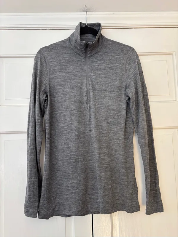 Icebreaker Women's 200 Oasis Long Sleeve Gray Half-Zip Merino Wool Sweater Large - Image 5