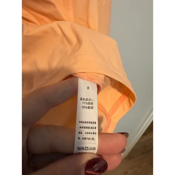 Peach Cropped Full Zip Athletic Jacket Women Size 8 Mock Neck Windbreaker - Image 2