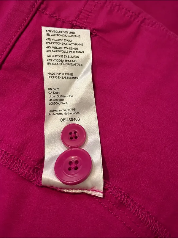Maeve Anthropologie Fuchsia High Waist Utility Button Detail Patch Pocket Shorts - Image 7