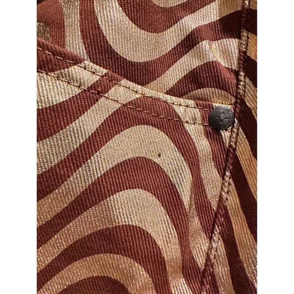 The Ragged Priest Metallic Gold Brown Wavy Swirl Straight Leg Jeans‎ Womens 24 - Image 8