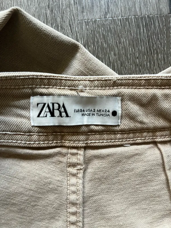 ZARA Tan Wide-Leg Jeans - Image 5