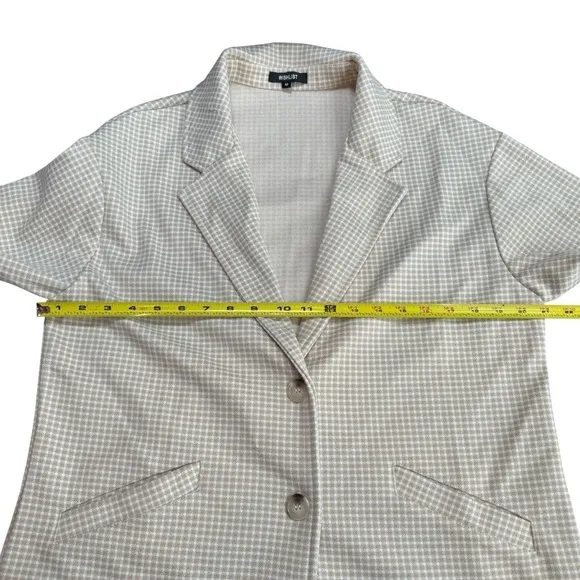 Wishlist‎ Size M Matching Blazer & Short Set Tan Cream Checkered Neutral Office - Image 12