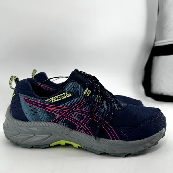 Asics Gel Venture 9 Trail Running Shoes Mesh Low Top Deep Ocean Blue Hot Pink 9 - Image 3