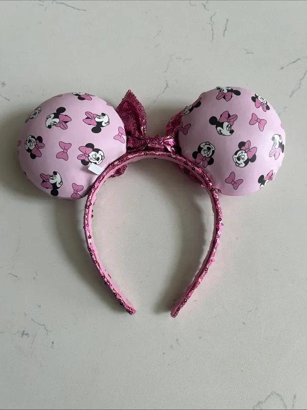 Disney Pink Minnie Mouse Sequin Bow Headband - Image 2