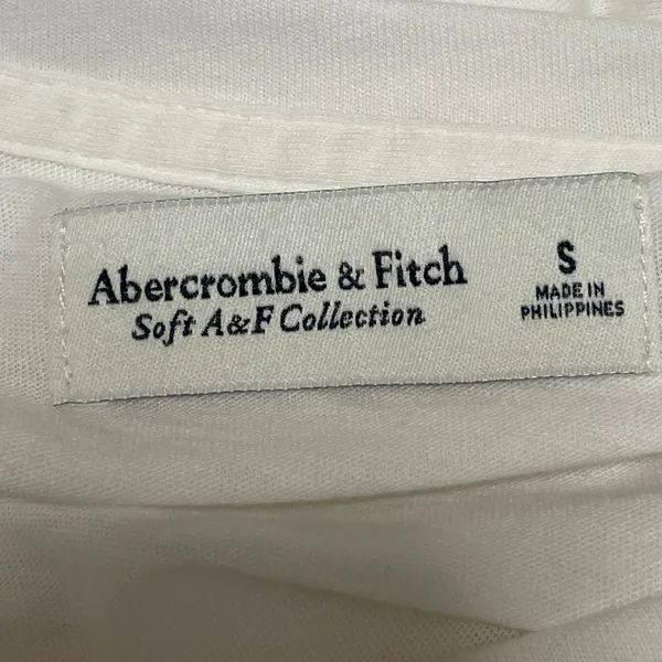 Abercrombie & Fitch Women White Logo Spellout Long Sleeve T Shirt Tee Top Size S - Image 4