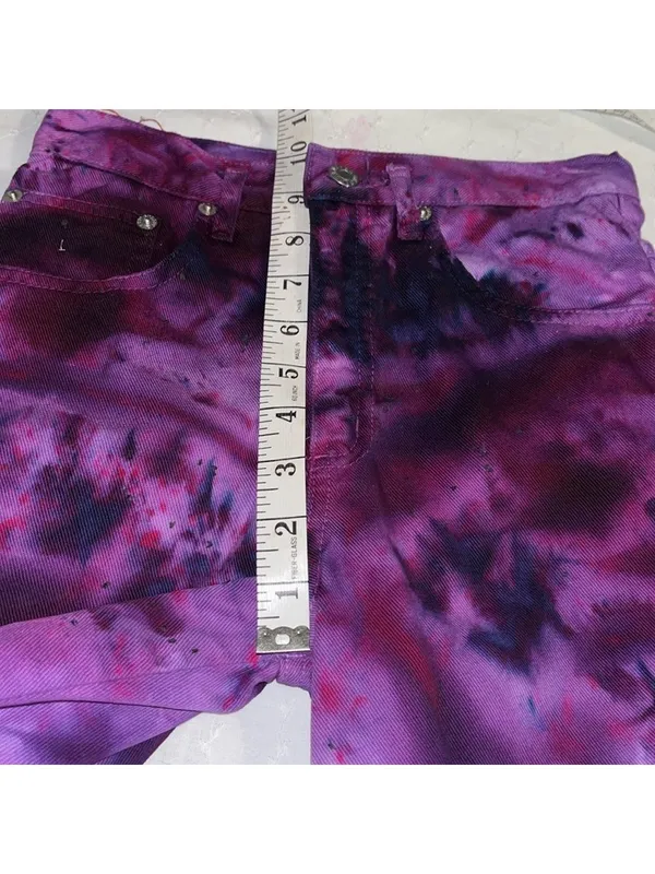 90s • Vintage Guess Jean shorts • custom tie dyed • psychedelic • festival party - Image 6