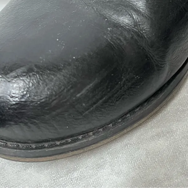 Steve Madden Temmpt Black Leather Mid Rise Boots 8M moto back zipper - Image 10