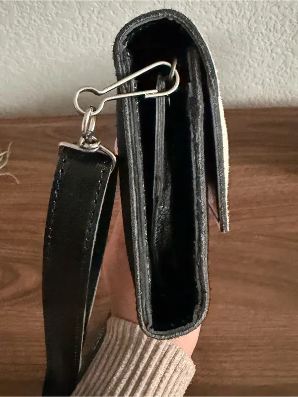 Cowhide Wallet Clutch with Crossbody Strap - Image 8