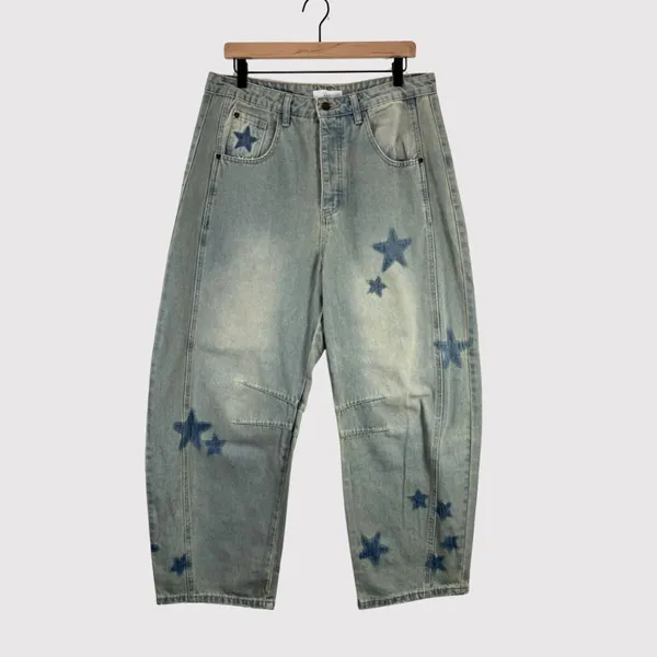 Talulah Womens Jeans Blue Denim Star Walk Barrel Baggy Loose High Rise Size L - Image 2