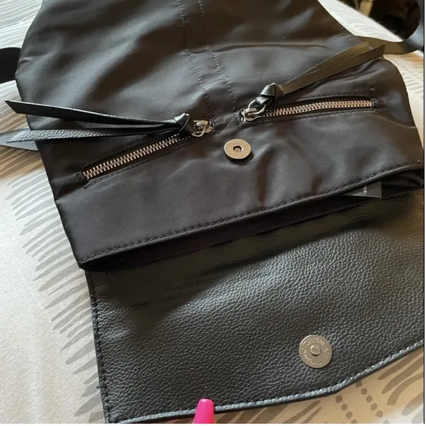 Botkier New York Black Nylon/Faux Pebbled Leather Backpack - Image 9