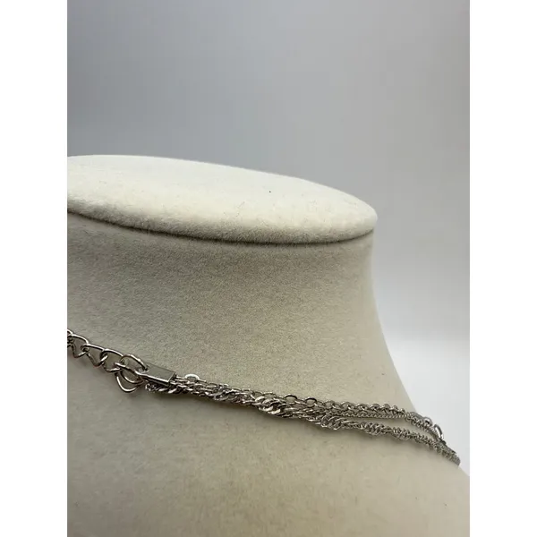 Silver Tone Triple Layered Necklace Heart Star Charms Beaded & Rope Chain Set - Image 5