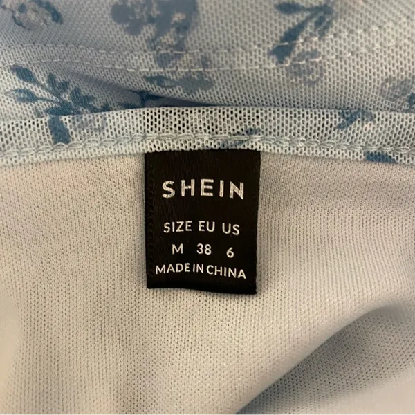 SHEIN Floral Print Ruched Wide Strap Top, Blue, Size M, NWOT - Image 8