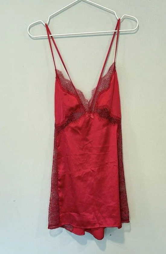 Victoria's Secret Red Slip Dress With Lace Cutouts Size Large 1185 - Image 3