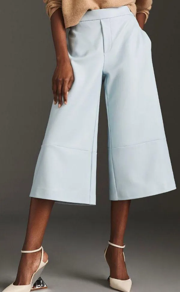 Maeve Faux Leather Cropped Wide-Leg Pants, Size XS/S - Image 2