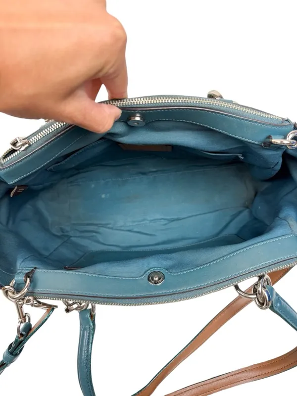 Coach Christie Carryall Dark Teal Wildflower Crossbody Bag Purse - Image 16