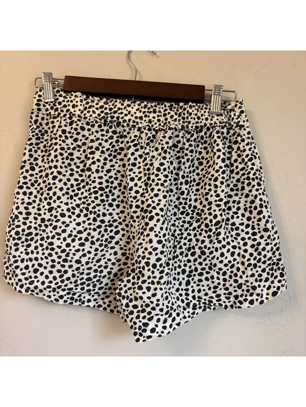 Aerie Cream & Black Dalmatian Print Lightweight Elastic Waist Shorts Size XS - Image 3