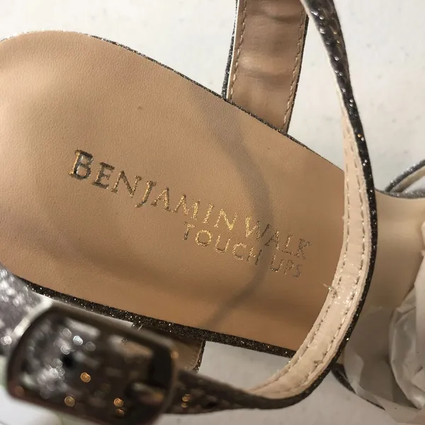 Benjamin Walk Touch Ups Sandals Heels Ankle Strap Glitter Metallic Silver 5 - Image 7