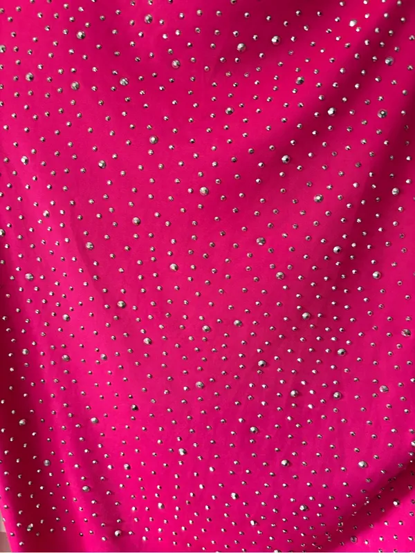 Hot Pink Long Sleeve Rhinestone One-Piece - Image 3