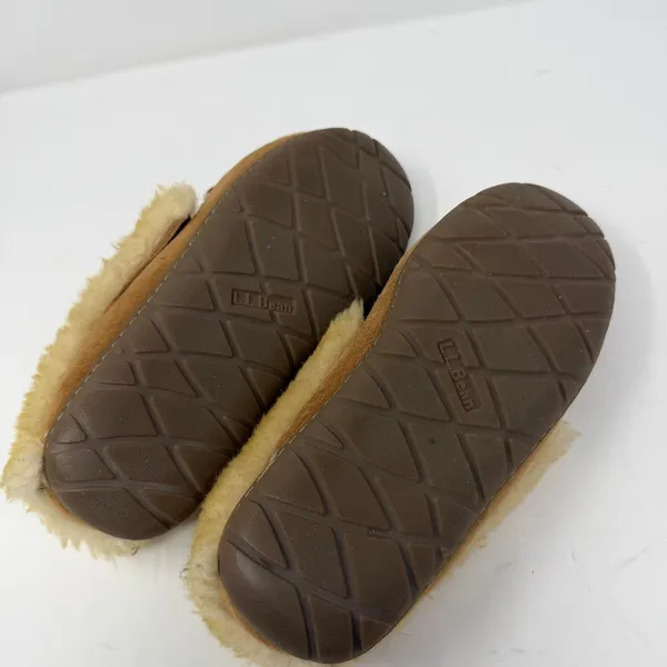 L.L. Bean Wicked Good Moccasin Slipper Brown Shearling Suede Women Size 7 - Image 8