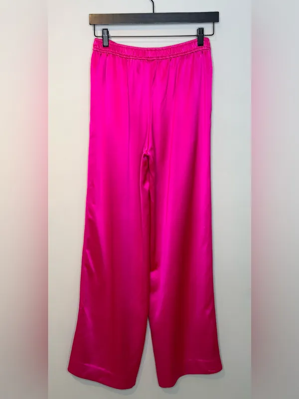 Retrofête Kasha Neon Pink Satin Wide Leg Pant - Image 5