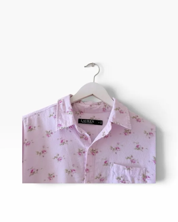 Lauren Ralph Lauren Ditsy floral lavender Embroidered logo Pajama Set SZ M - Image 3
