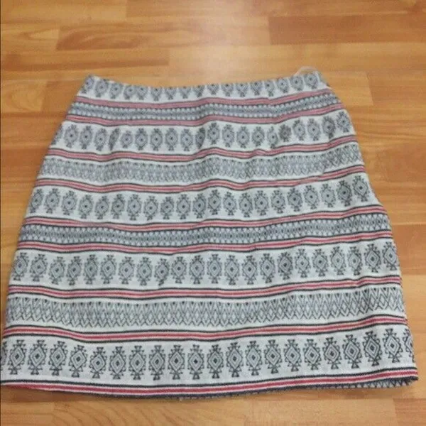 Altar'd State Womens Skirt Size Small Black Red Cream Tribal Knit‎ Lining - Image 2