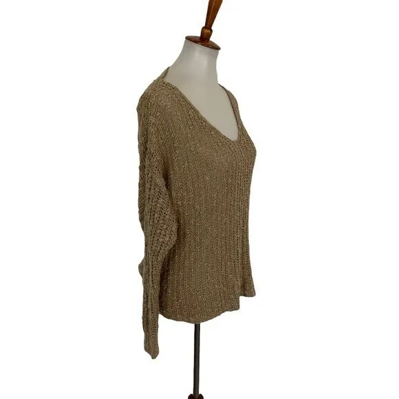 Altard State‎ M L Beige Open Back Twist Knit Sweater Boho Chic Cozy Pullover - Image 3