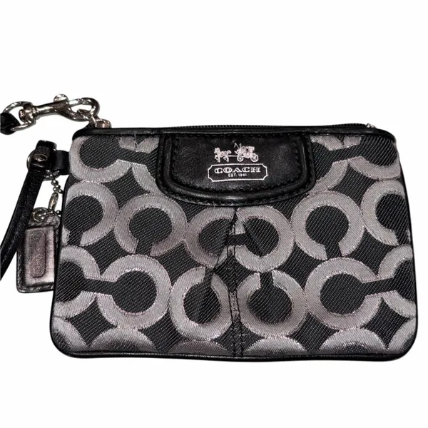 Coach Signature Gray & Black Op Art Wristlet Wallet - Image 2