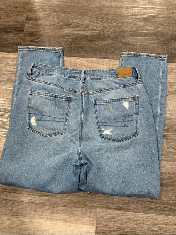 American Eagle Womens Mom Jeans Size 12 Regular Light Wash Distressed High Rise - Image 9