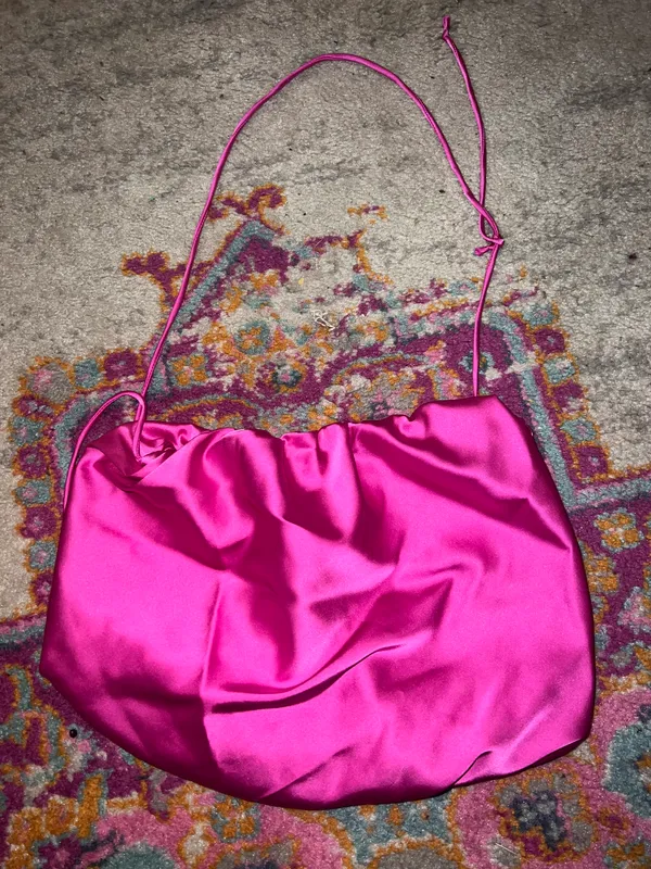 Satin criscross open back pink going out top - Image 3