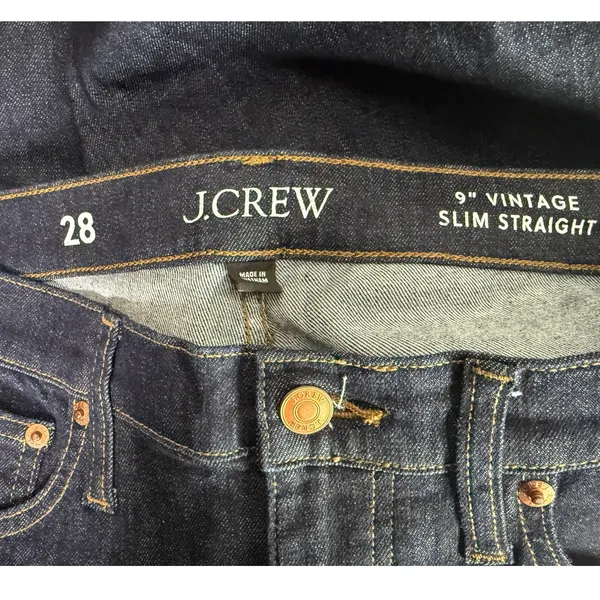 J. Crew 9" Vintage Slim Straight Ankle Cropped Stretch Jean 28 Indigo Dark Blue - Image 11