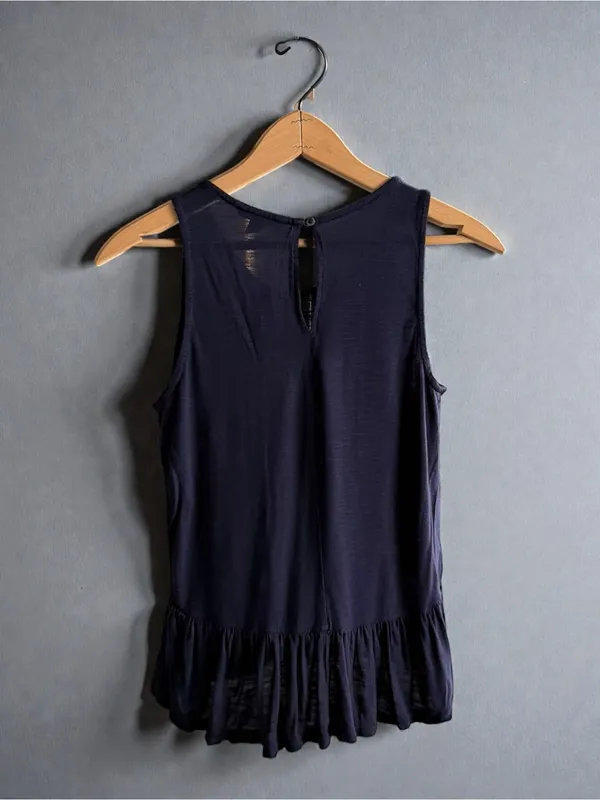 American‎ Eagle Outfitters Navy Blue Sleeveless Ruffled Peplum Top - Image 2
