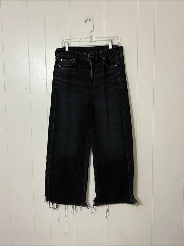 American Eagle Super High Rise Baggy Wide Leg Jeans Black Size 10 - Image 3