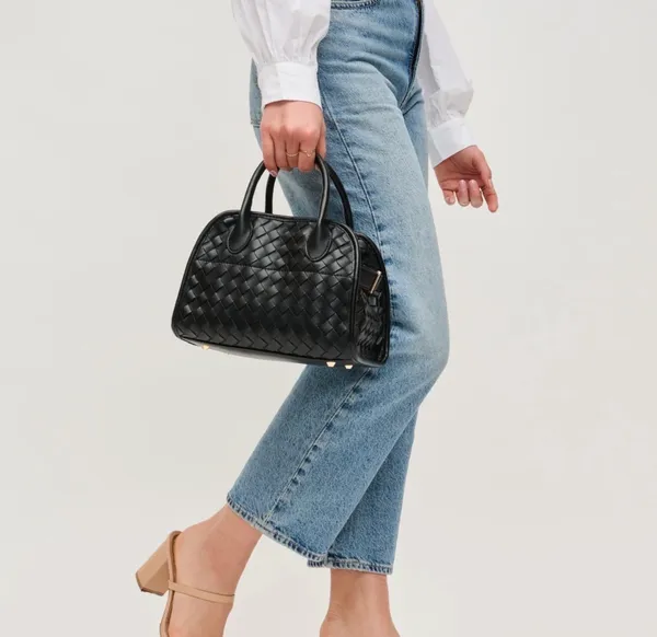 Urban Outfitters Kristie Crossbody Black leather bag woven texture - Image 3