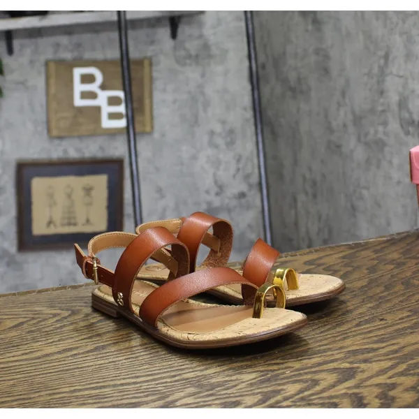 NWT Sam & Libby Womens Strappy Perris Flat Sandal J5247S1200 Amber Brown 6.5M - Image 6