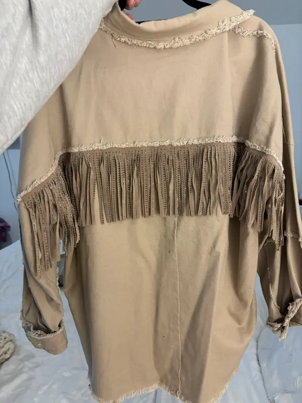 TAN Fringe Jacket Size M - Image 4