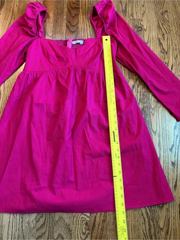 Reformation Farley Dress Corvette Hot Pink Mini Babydoll Size 10 - Image 10