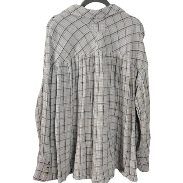 Free People Oversized Bohemian Grunge 90s Fall Cardiff Plaid Top Shirt Large - Image 6
