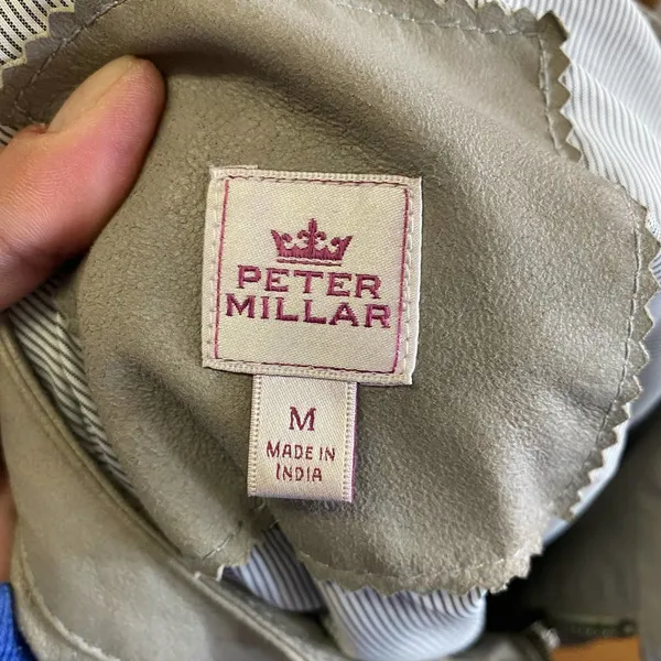 Peter Millar Soft Leather Bomber Minimalist Preppy Boho Moto Jacket M - Image 8