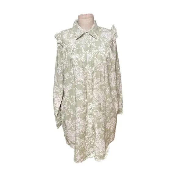 Roller Rabbit Caxias Darya Dress‎ Sage Green White Floral Size Small - Image 3