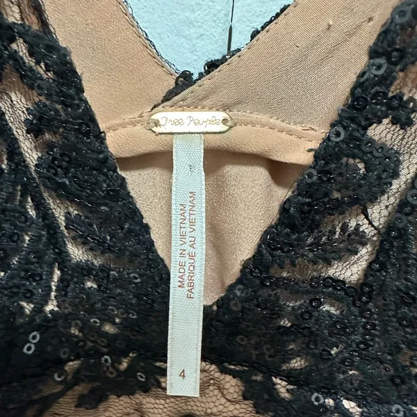 Revolve Free People Night Shimmers Mini Dress Black lace sequins 4 small - Image 9