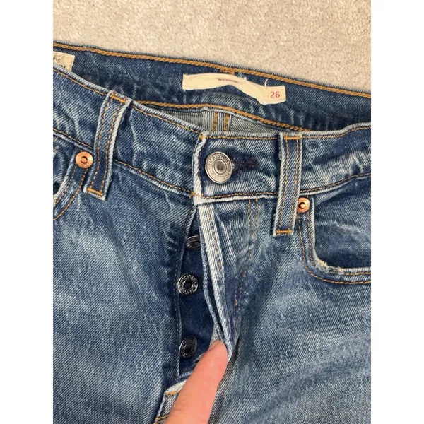 Levis Jeans Womens 26 blue Denim Wedgie Straight Button Fly Premium - Image 3