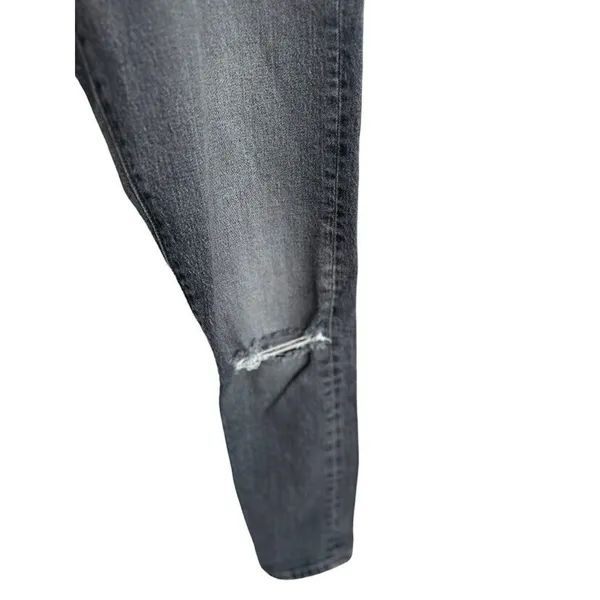 Levis Premium‎ 501 Jeans Women 27x 28 Black Denim Button Fly Straight Distressed - Image 4