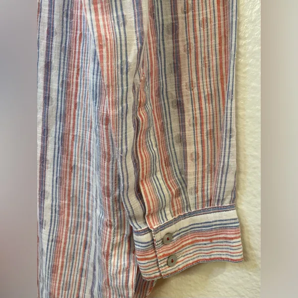 Maeve Anthropologie Breckenridge Striped‎ Polka Dot Button Boho Shirt Size S - Image 14