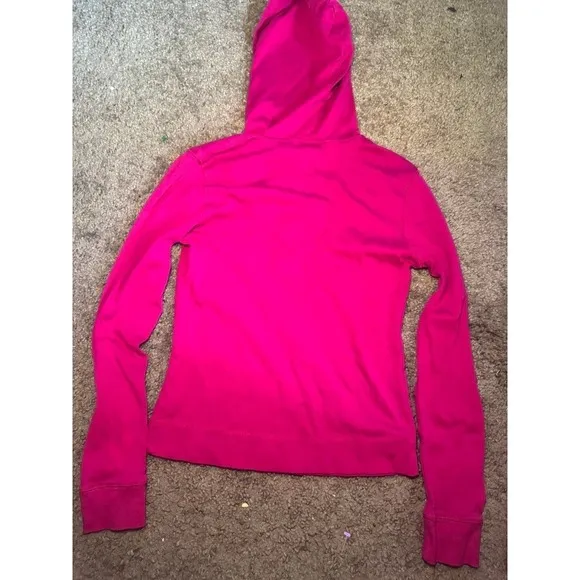 Moda International Womens Medium Magenta Pink Henley Hoodie‎ Long Sleeve Top - Image 4