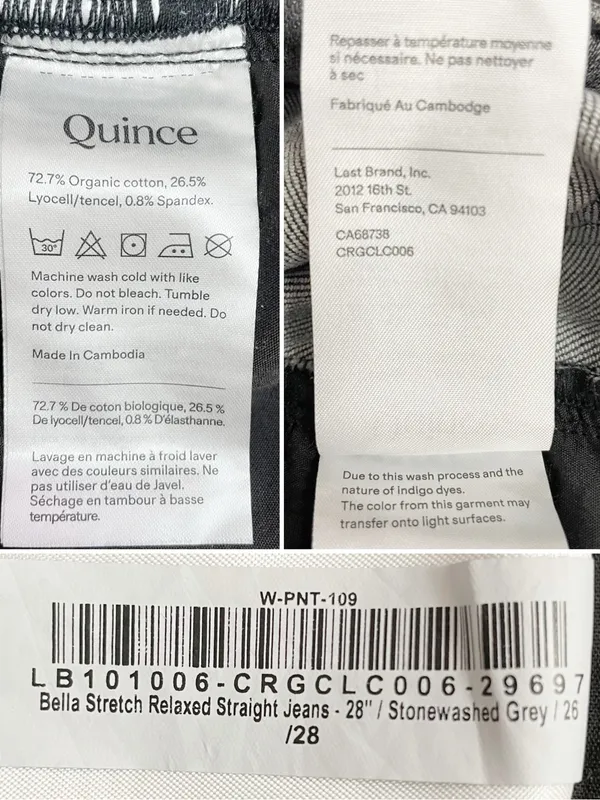 Quince Bella Stretch Relaxed Straight Jeans Sz 26 Stonewashed Grey NWT High Rise - Image 13