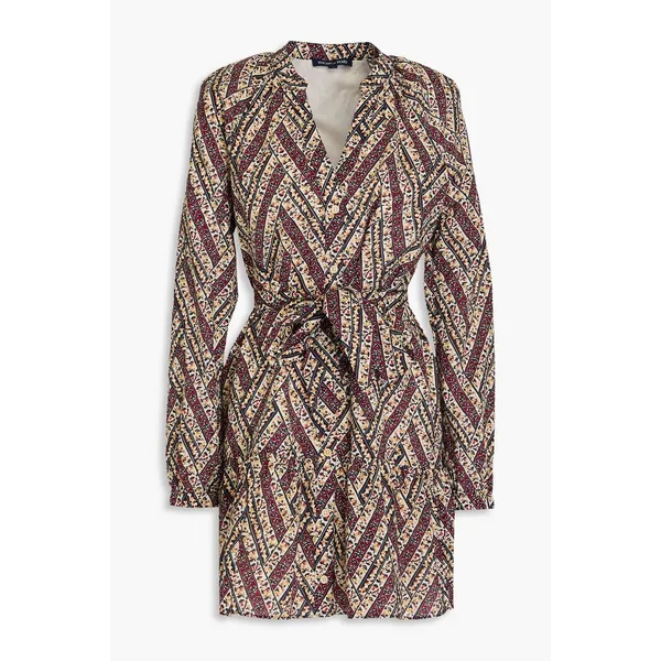 Veronica‎ Beard Georgia Belted Printed Cotton Mousseline Mini Shirt Dress Size 6 - Image 12