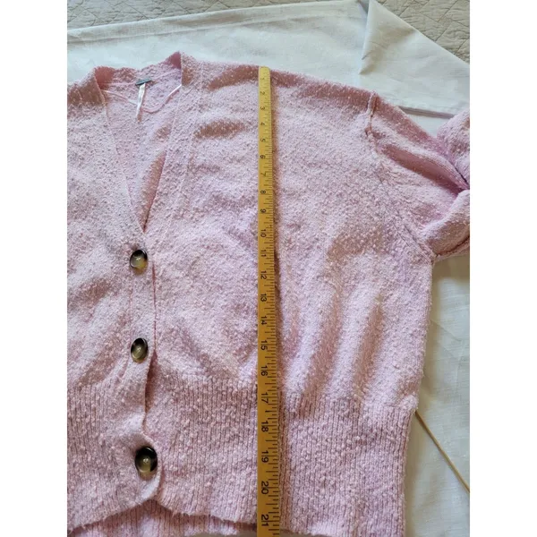 FREE PEOPLE Women’s Cardigan Pink Oversized Vneck Knit Boho Size M - Image 6